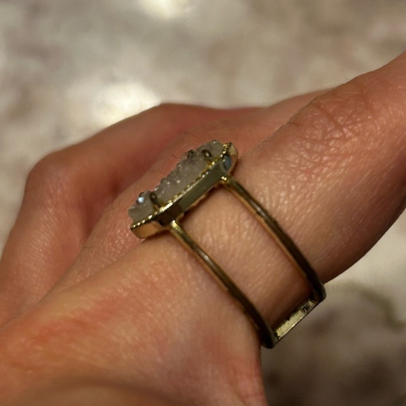 Drusy Rose Quartz Gold Kendra Scott Ring - Picture 2 of 5